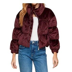 Arlowe Quilted Puffer Burgundy Jacket